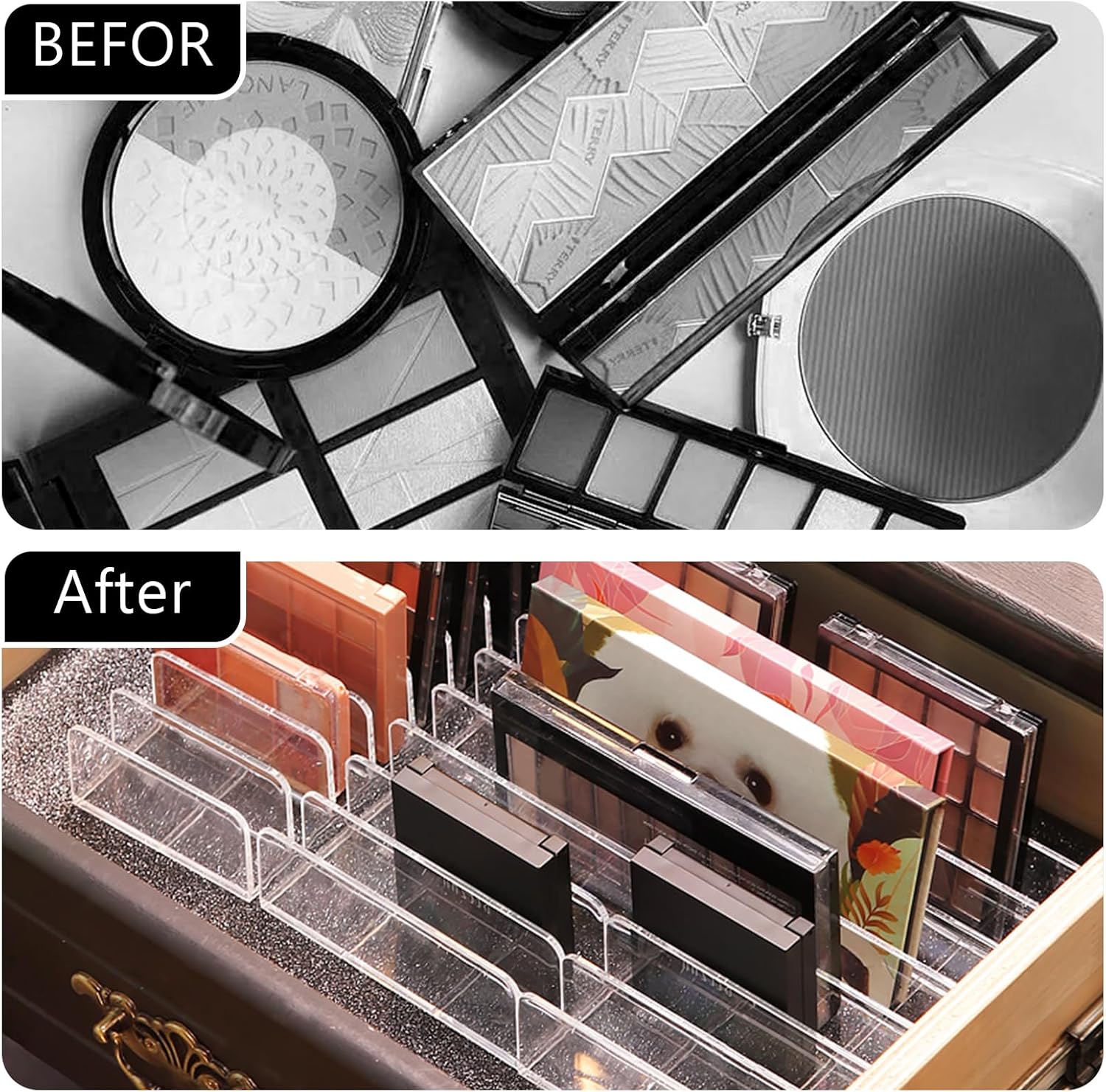 Rangement Élégant pour Palettes de Maquillage Organisateur 2 Pièces avec 7 Compartiments – Image 4