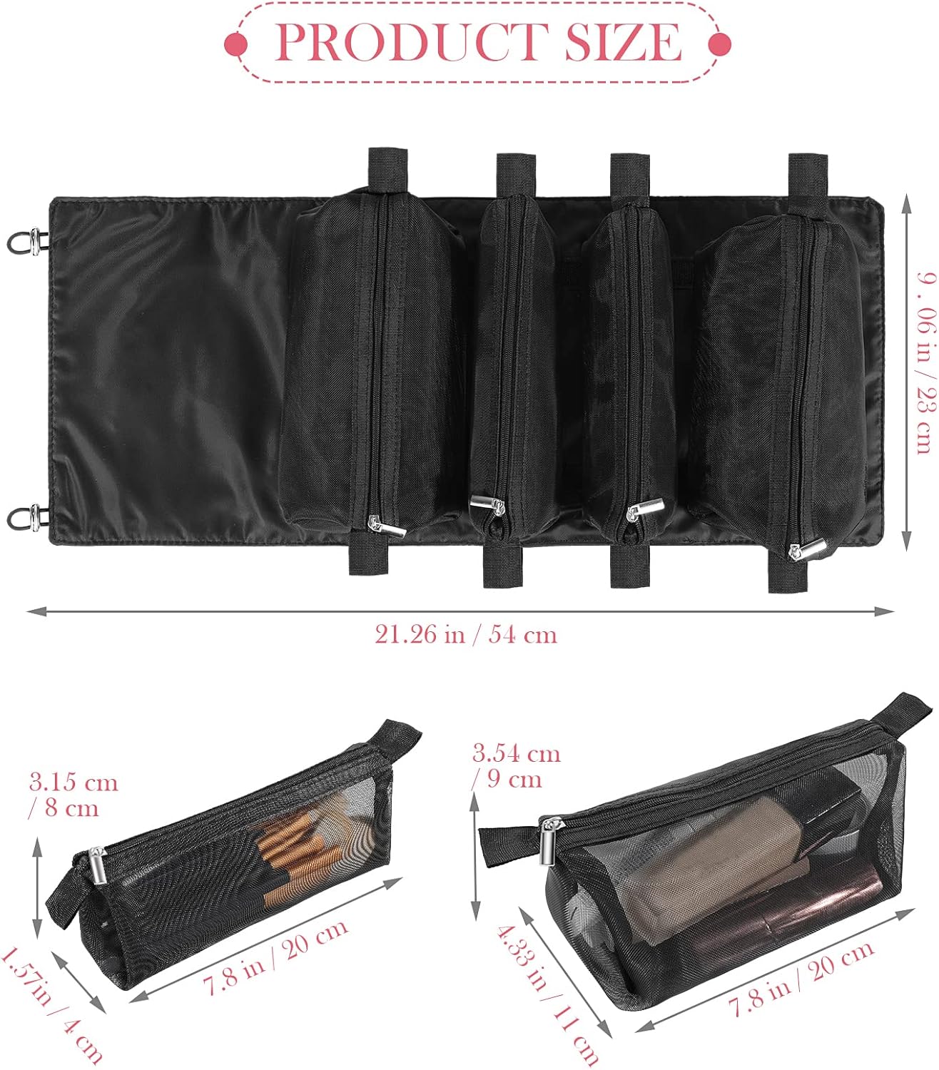 Pliable trousse de toilette voyage : sac à cosmétiques suspendu et détachable 4 en 1 pour une organisation élégante et pratique – Image 2