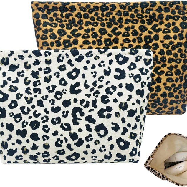 Trousse de maquillage élégante : pour femmes et filles, grande capacité et style imprimé léopard