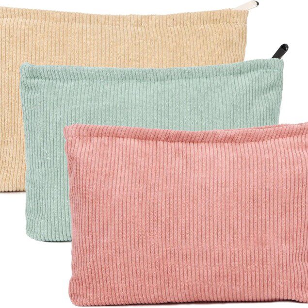 Petite pochette maquillage en velours côtelé : l'accessoire idéal pour femmes en voyage, élégante et imperméable