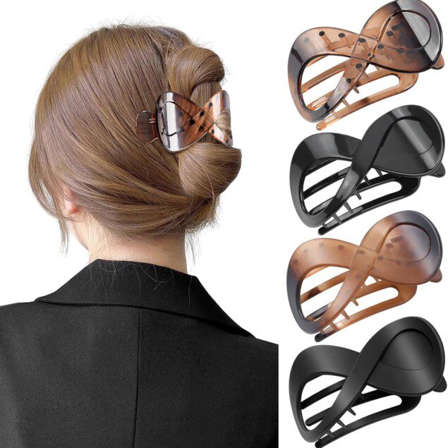 Pince à cheveux femme : lot de 4 barrettes plates légères et anti-dérapantes pour un style quotidien, sportif ou détente