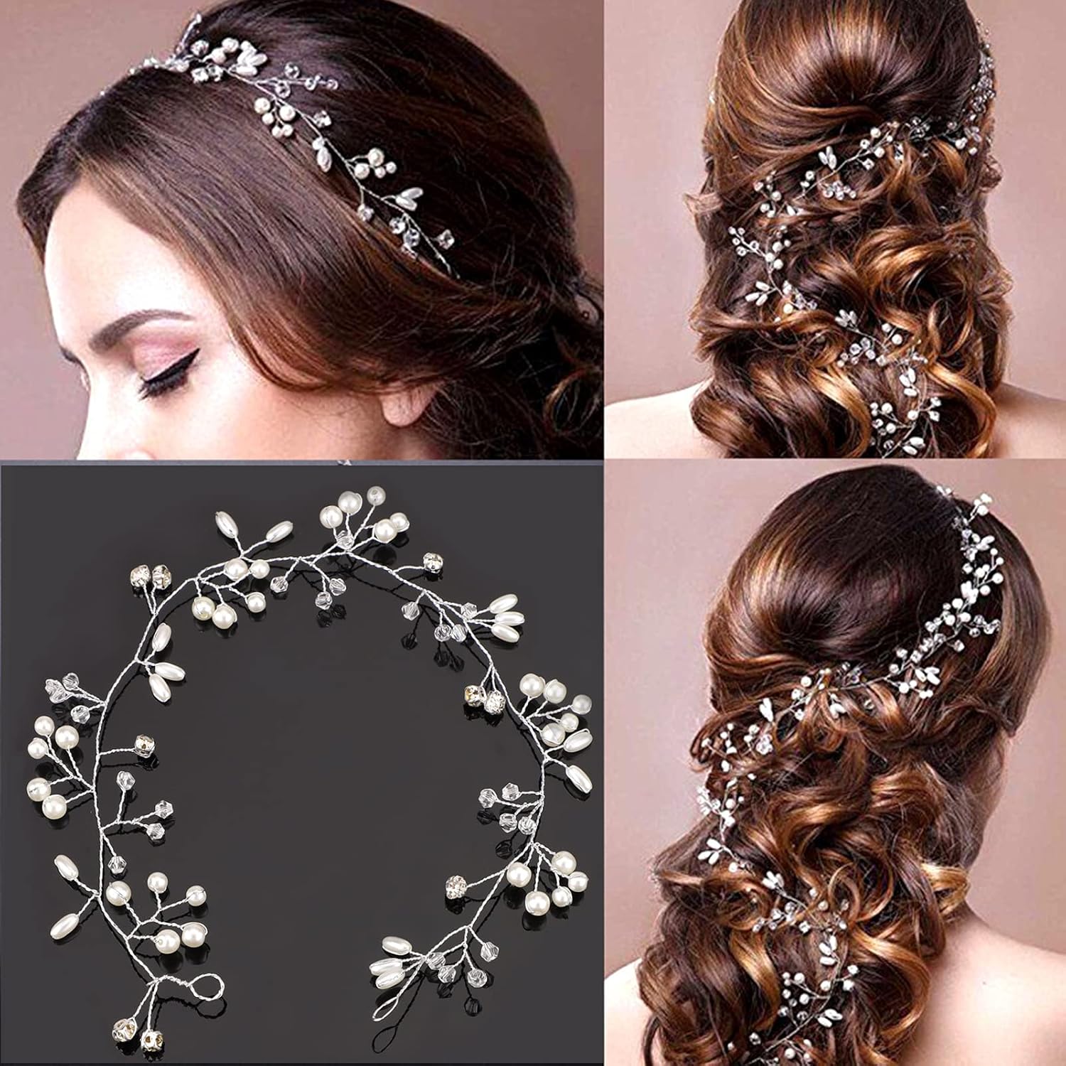 Épingles à cheveux fleur en cristal : 30 pièces et bandeau perlé pour mariées élégantes – Image 5