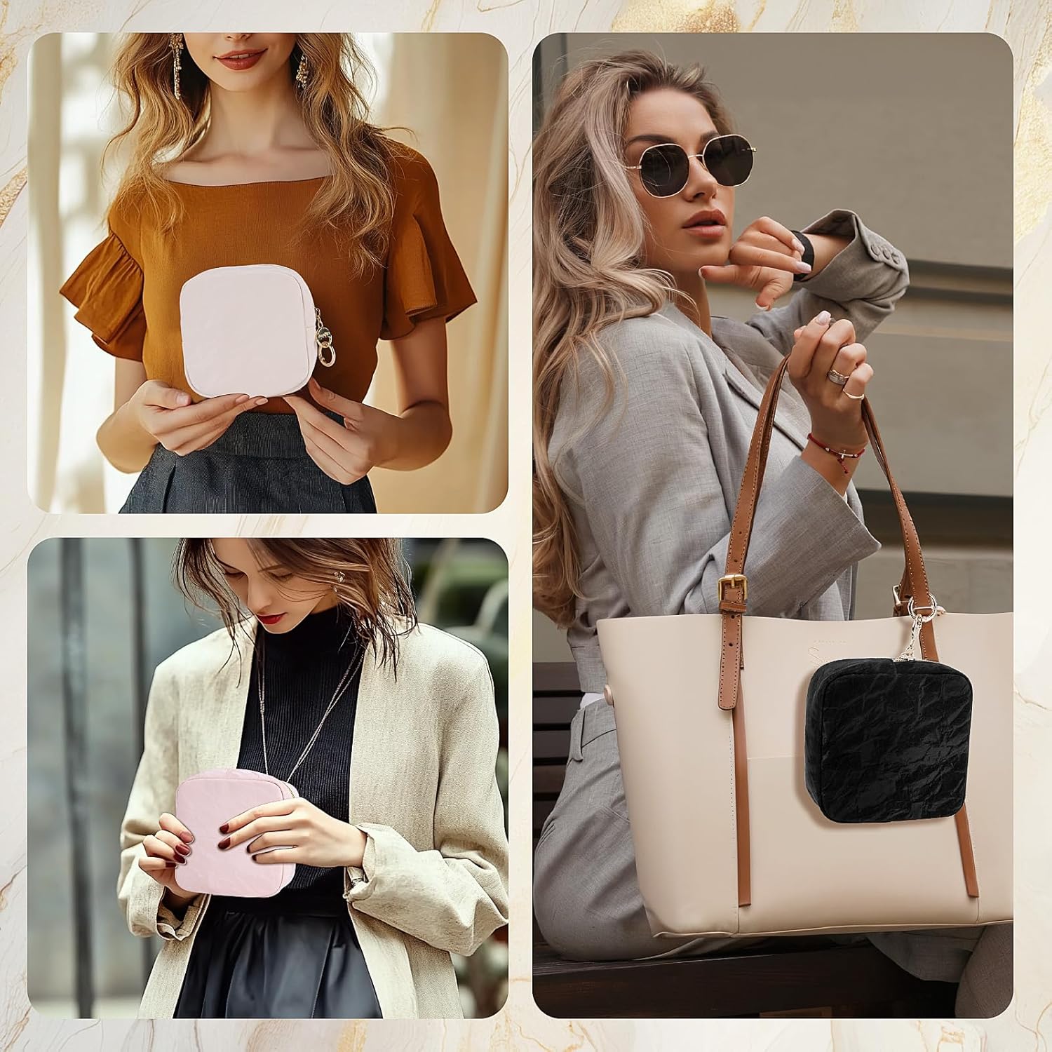 Mini pochette maquillage en cuir : élégante trousse de rangement pour femme en voyage – Image 6