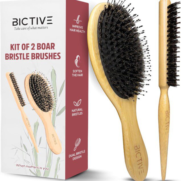 Brosses cheveux poils de sanglier : kit idéal pour femmes et hommes avec cheveux fins et fragiles