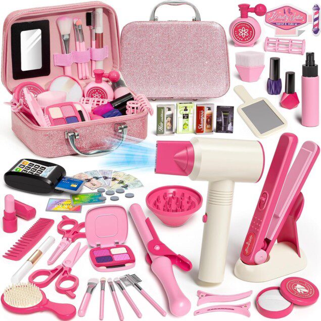 Coiffeur et trousse de beauté pour fille : 55 pièces pour des jeux de rôle créatifs et amusants à partir de 3 ans