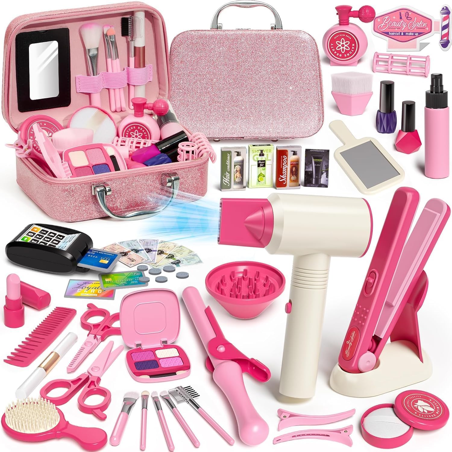 Coiffeur et trousse de beauté pour fille : 55 pièces pour des jeux de rôle créatifs et amusants à partir de 3 ans