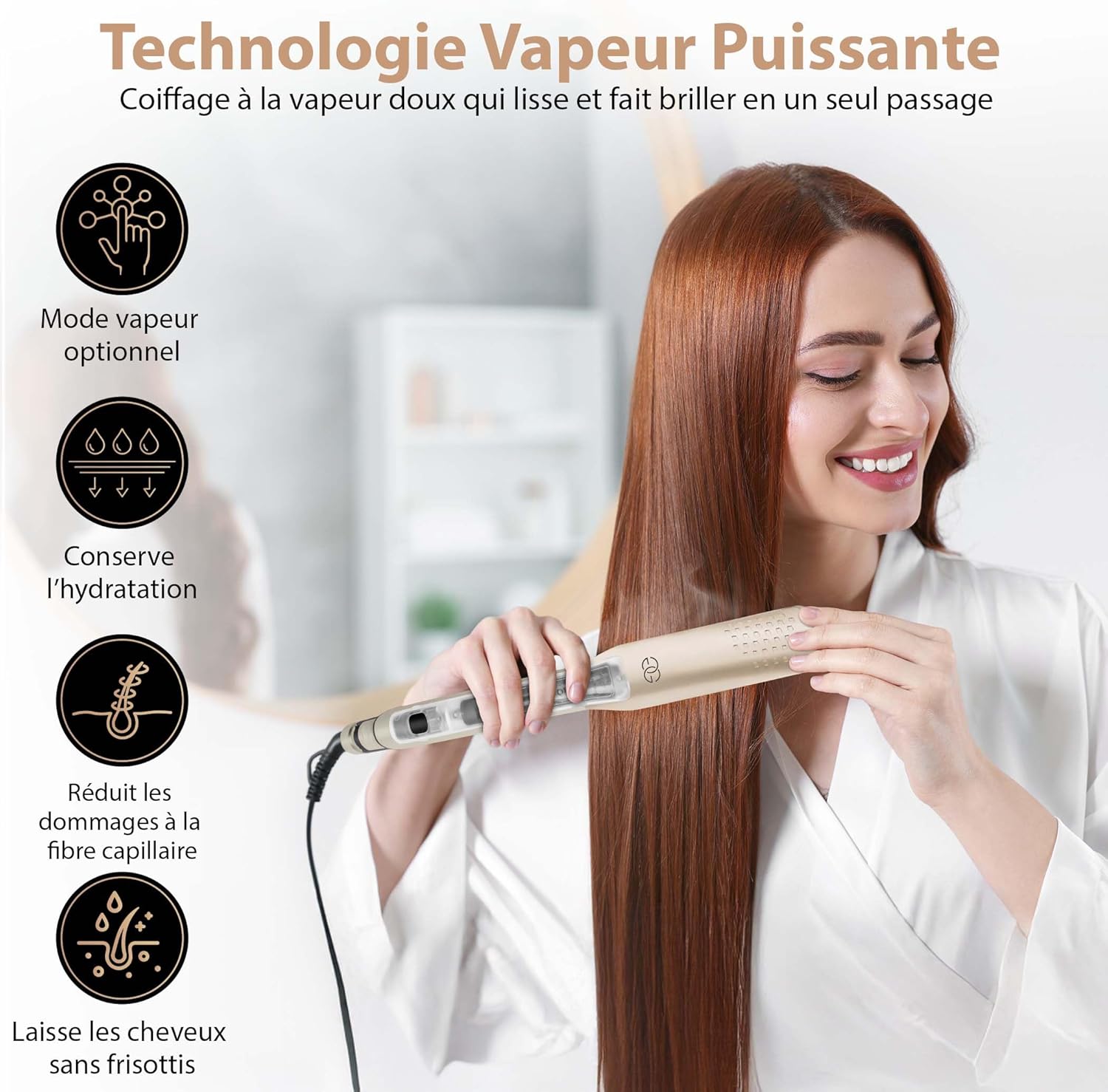 Lisseur vapeur puissant pour tous types de cheveux : obtenez des boucles parfaites et un lissage impeccable jusqu'à 230ºC – Image 4