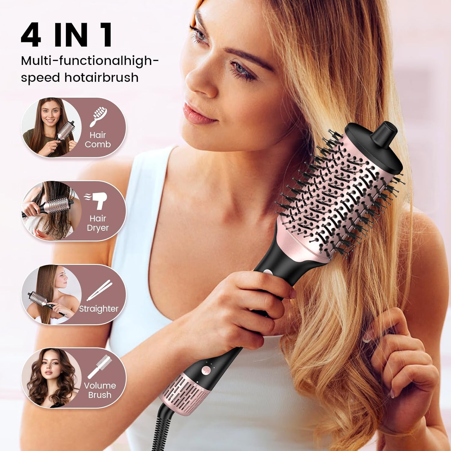 Brosse Soufflante Haute Vitesse 4 en 1 Pour Tous Types de Cheveux, Air Froid Inclus – Image 2