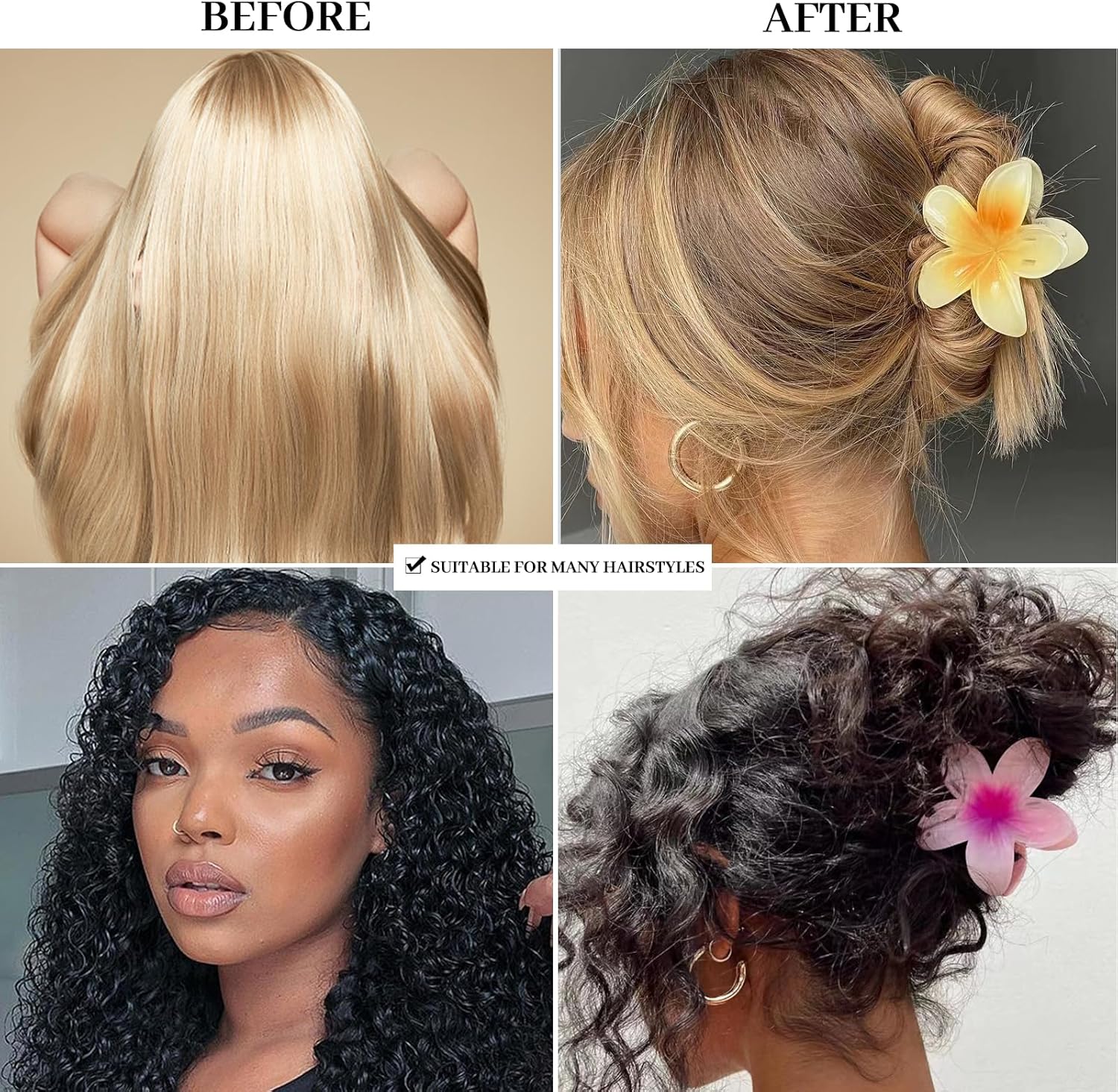 Pince à cheveux fleur multicolore : un lot de 8 accessoires élégants pour femmes – Image 3