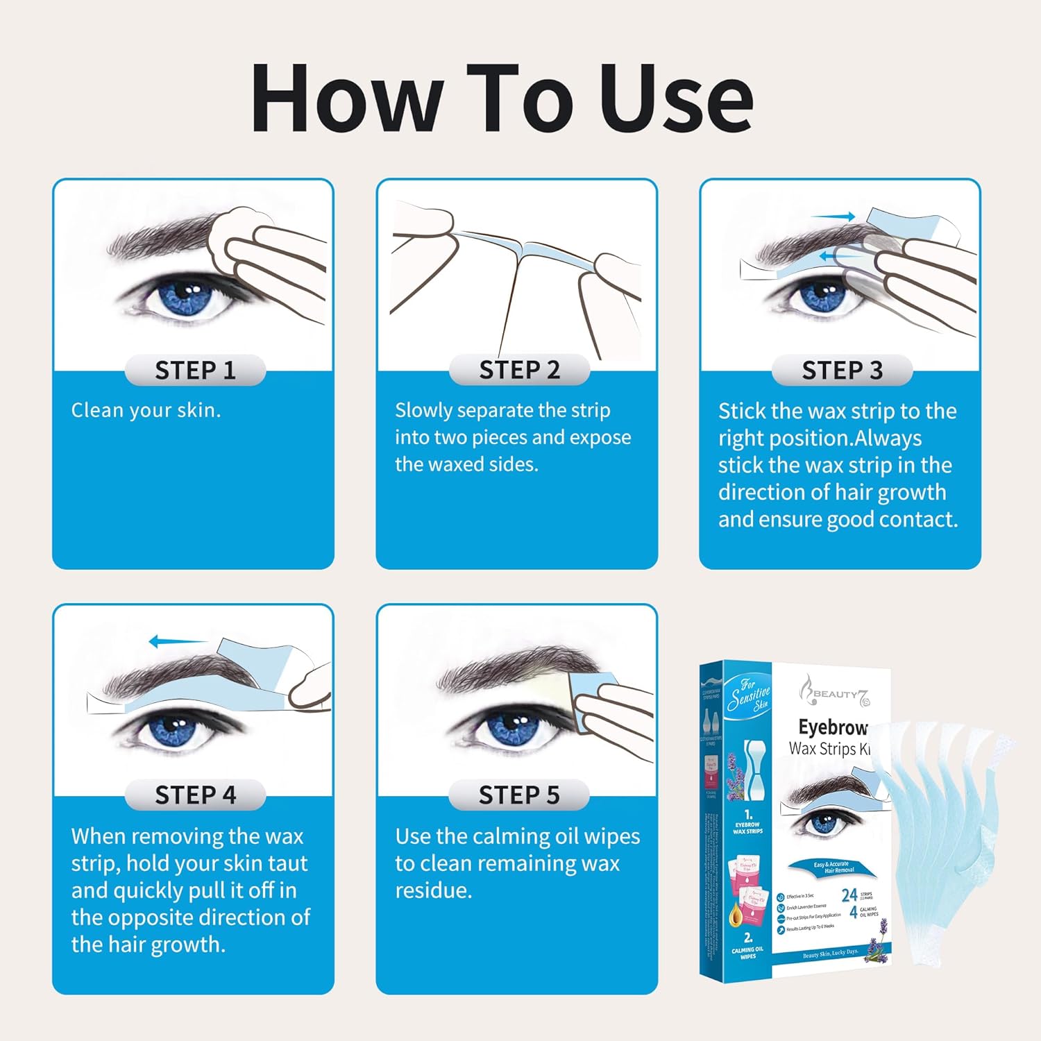 Bandes de cire froide dépilatoire pour sourcils homme : épilation douce et précise pour peaux sensibles – Image 6