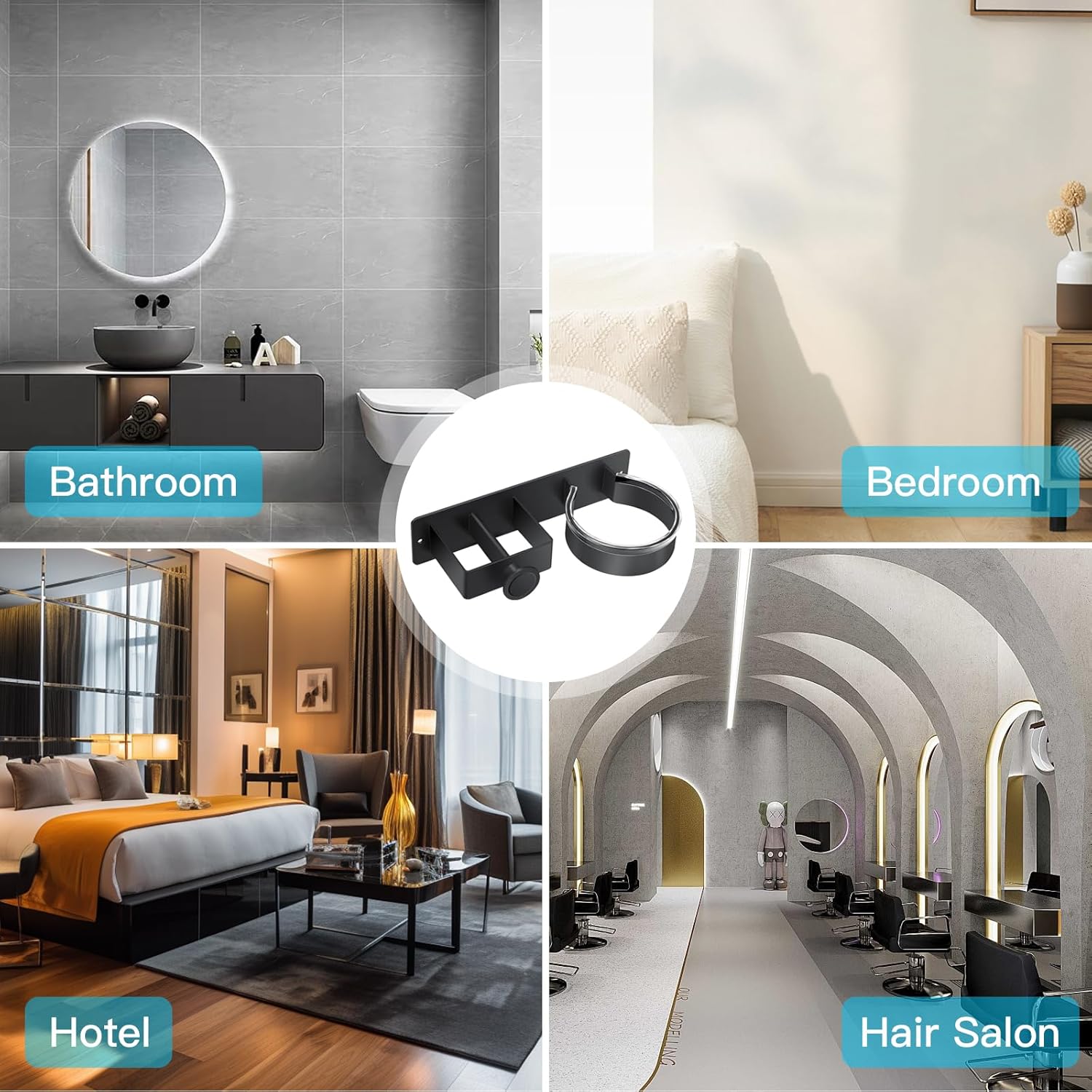 Support sèche cheveux sans perçage : l'organisateur idéal pour salle de bain et salon de coiffure – Image 8