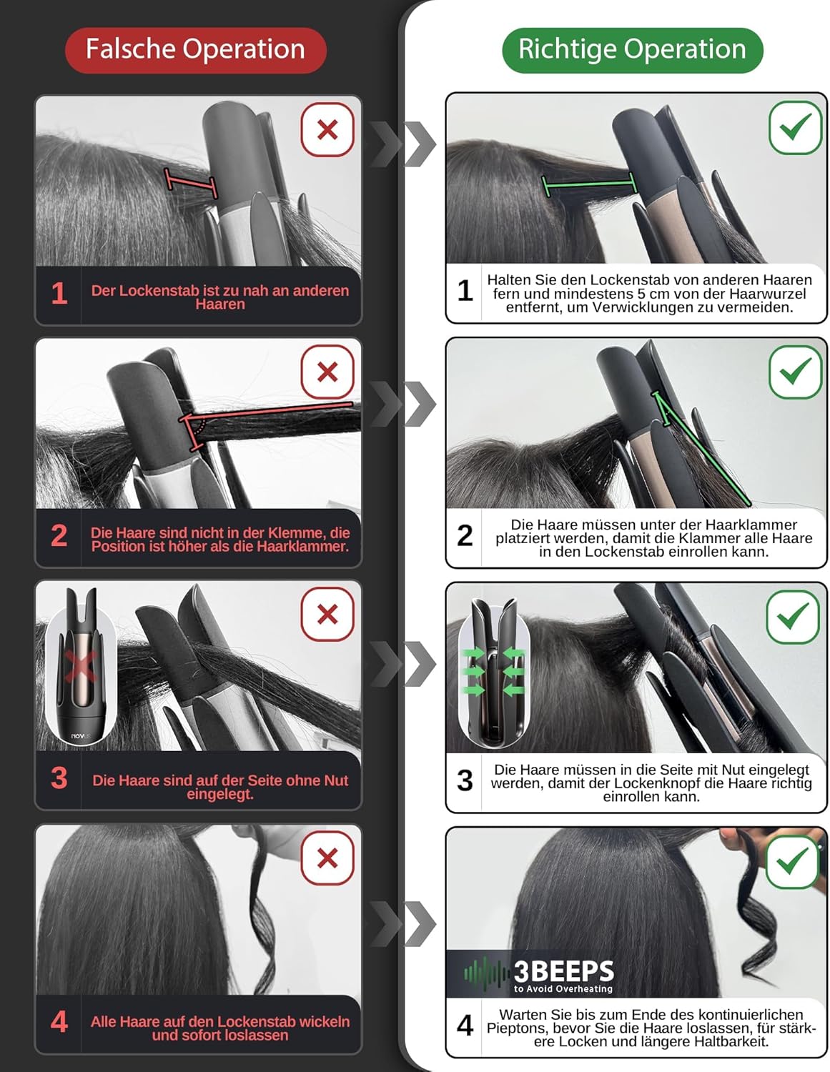 Fer à friser automatique : l'outil parfait pour les cheveux longs avec 3 réglages de température et sécurité anti-brûlure – Image 7