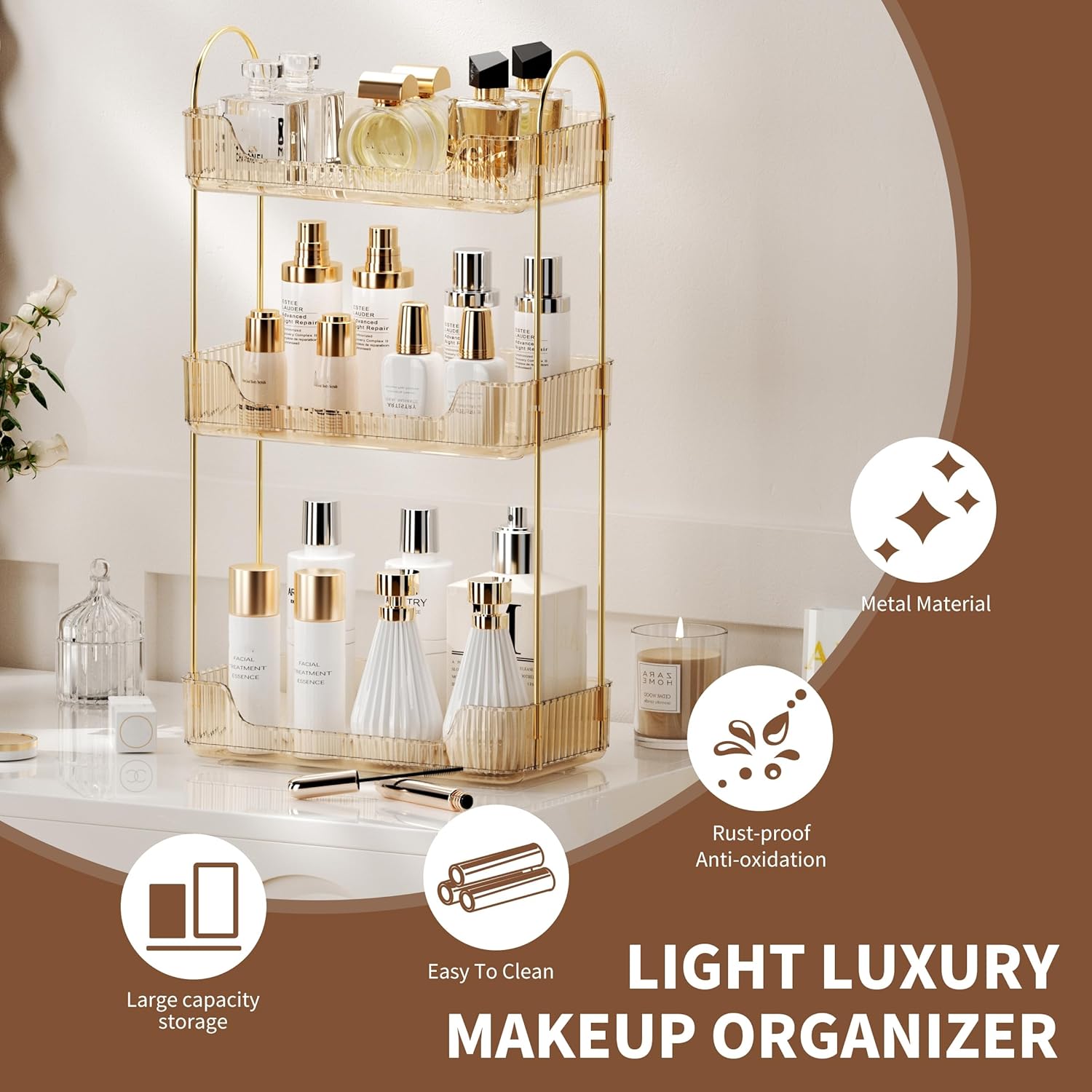 Organisateur de maquillage : le rangement parfait pour vos cosmétiques et parfums en trois couches – Image 5