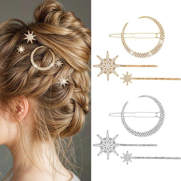 Barrettes à cheveux en métal avec strass : accessoires élégants pour mariées et soirées spéciales