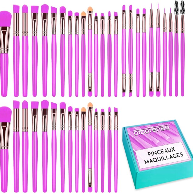 Pinceaux de maquillage violet : set complet de 40 pièces pour un maquillage professionnel et impeccable