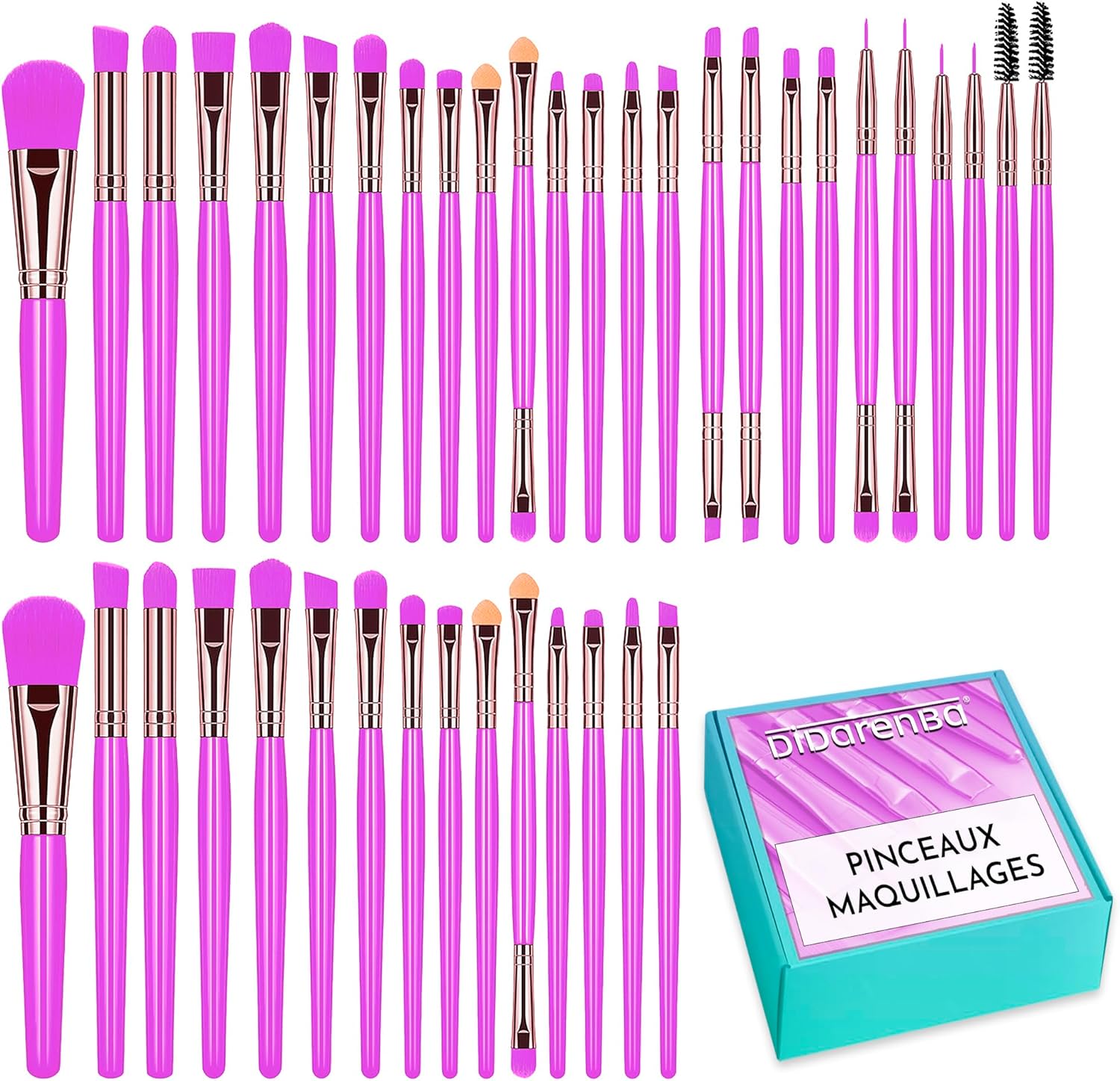 Pinceaux de maquillage violet : set complet de 40 pièces pour un maquillage professionnel et impeccable