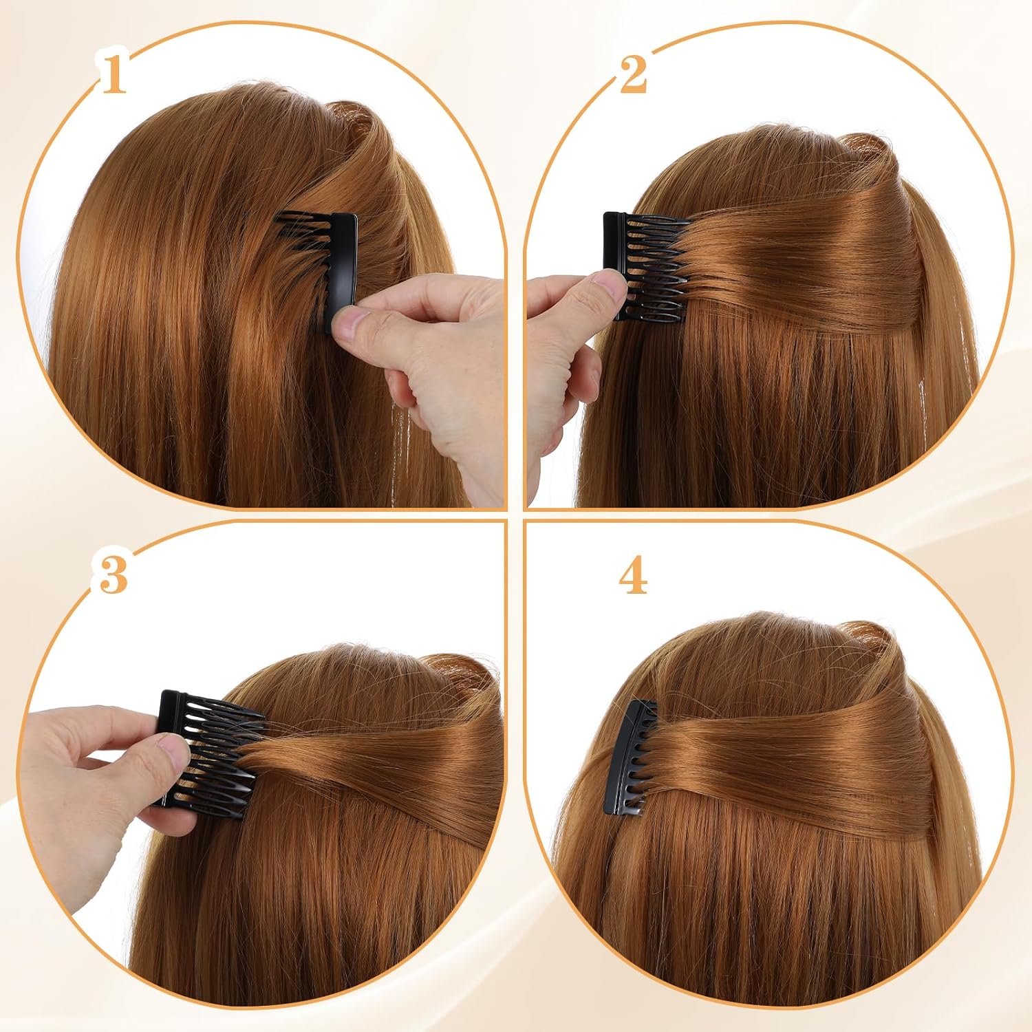 Petits peignes à cheveux français : lot de 4 accessoires élégants pour chignons raffinés chez les femmes – Image 4