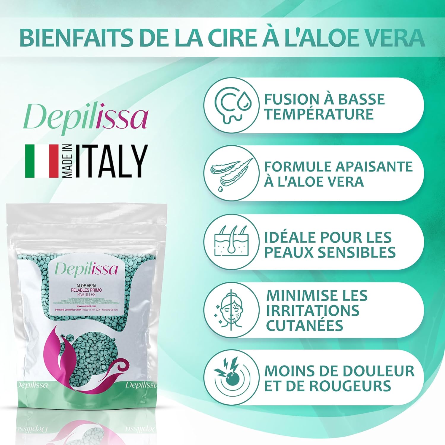 Perles de cire depilissa aloe vera pour une épilation douce et naturelle du visage et des zones sensibles – Image 4