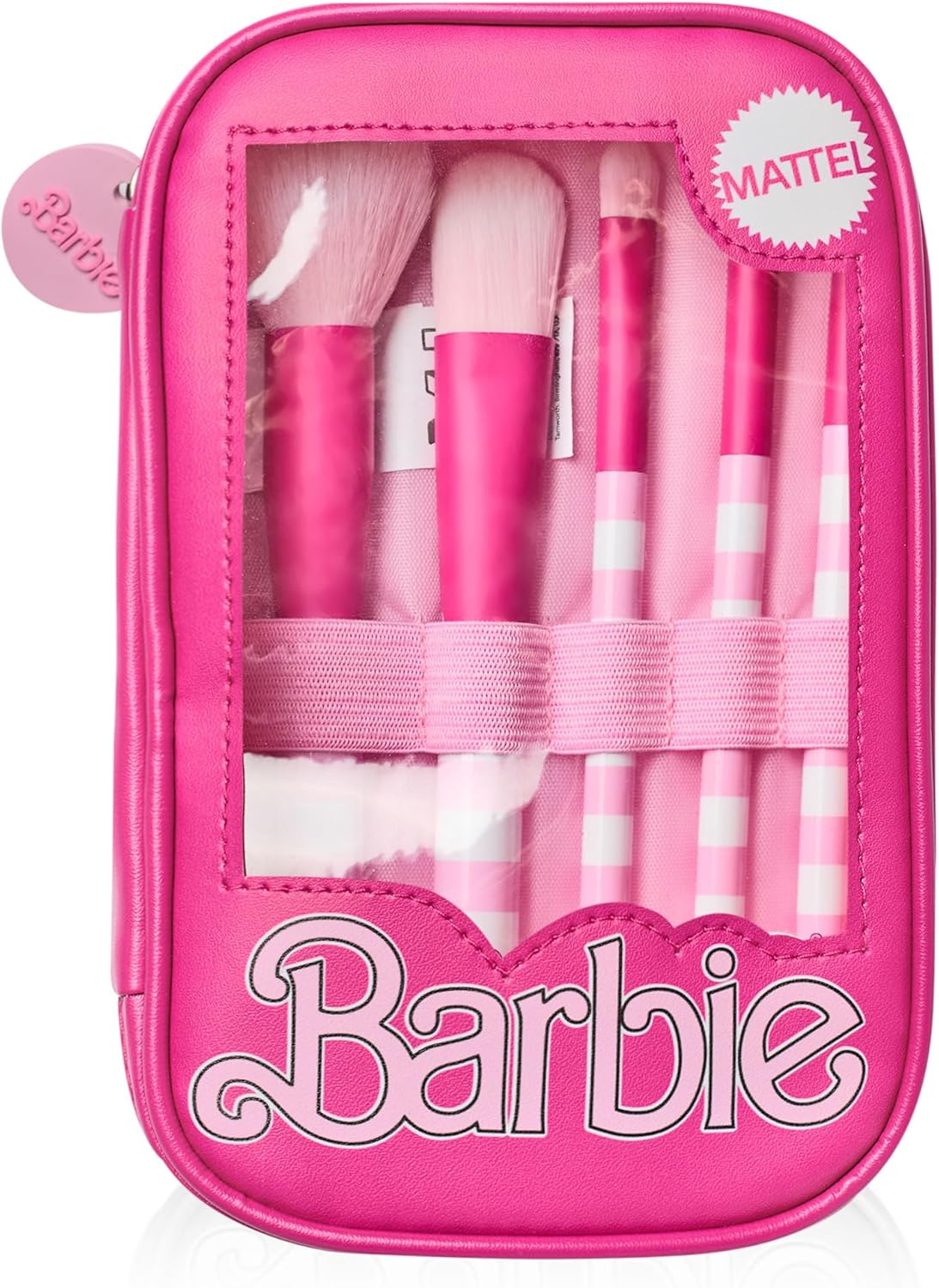 Ensemble de pinceaux de maquillage pour femmes : des outils de beauté élégants avec étui zippé en rose – Image 3