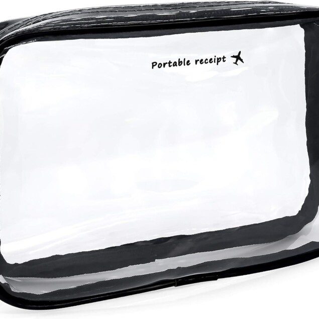 Pochette de voyage en plastique transparent certifié TSA : idéale pour les voyageurs fréquents   Trousse de maquillage et cosmétiques PVC imperméable - taille S pour un rangement pratique et stylé
