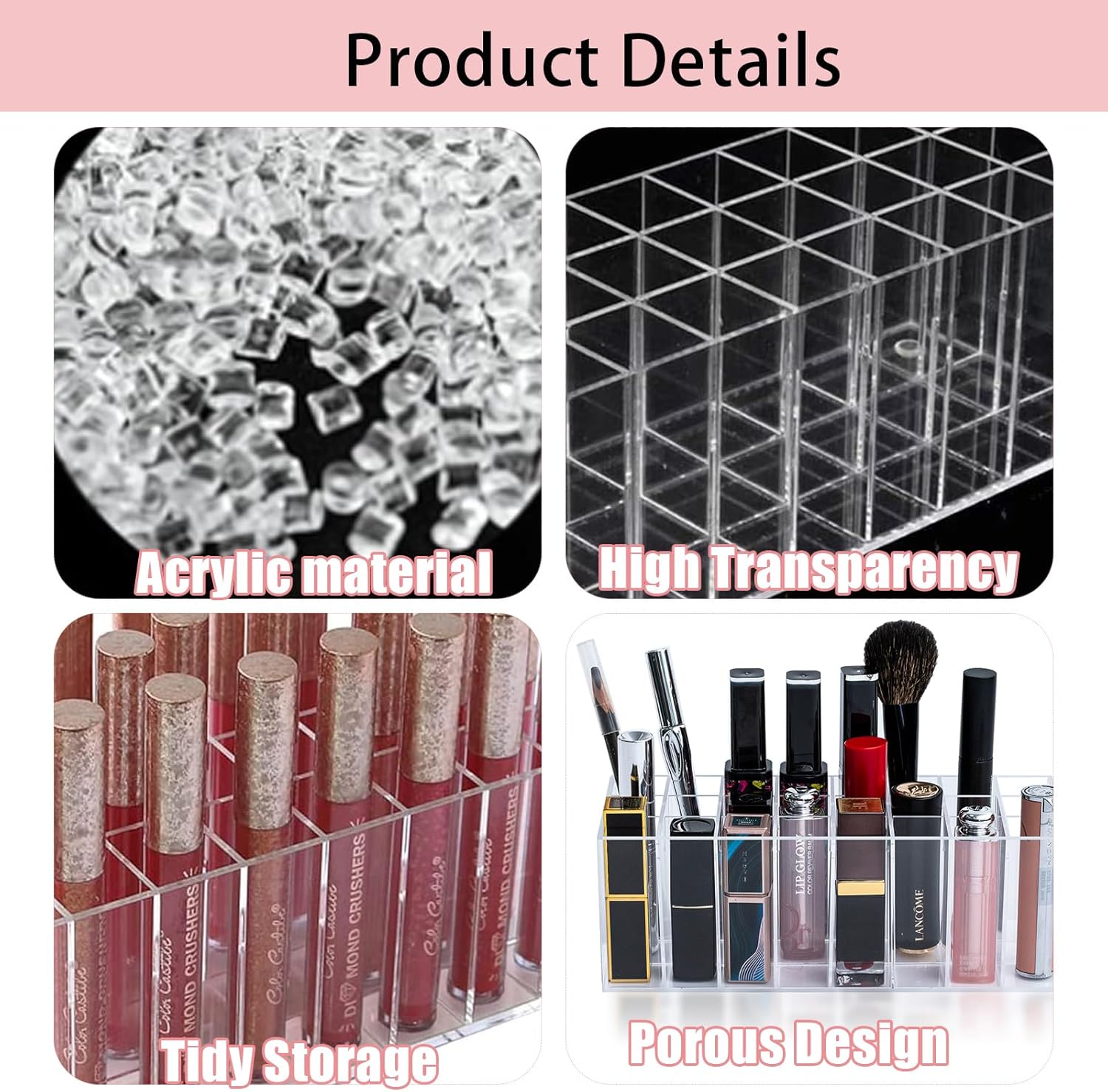 Organiseur maquillage en acrylique transparent : rangement élégant pour cosmétiques et bijoux – Image 6