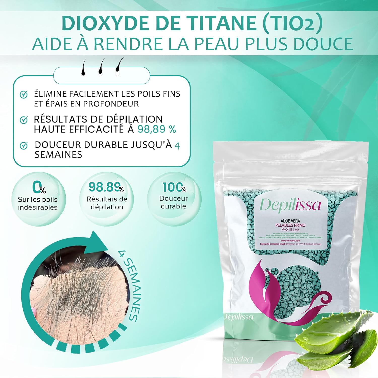 Perles de cire depilissa aloe vera pour une épilation douce et naturelle du visage et des zones sensibles – Image 6