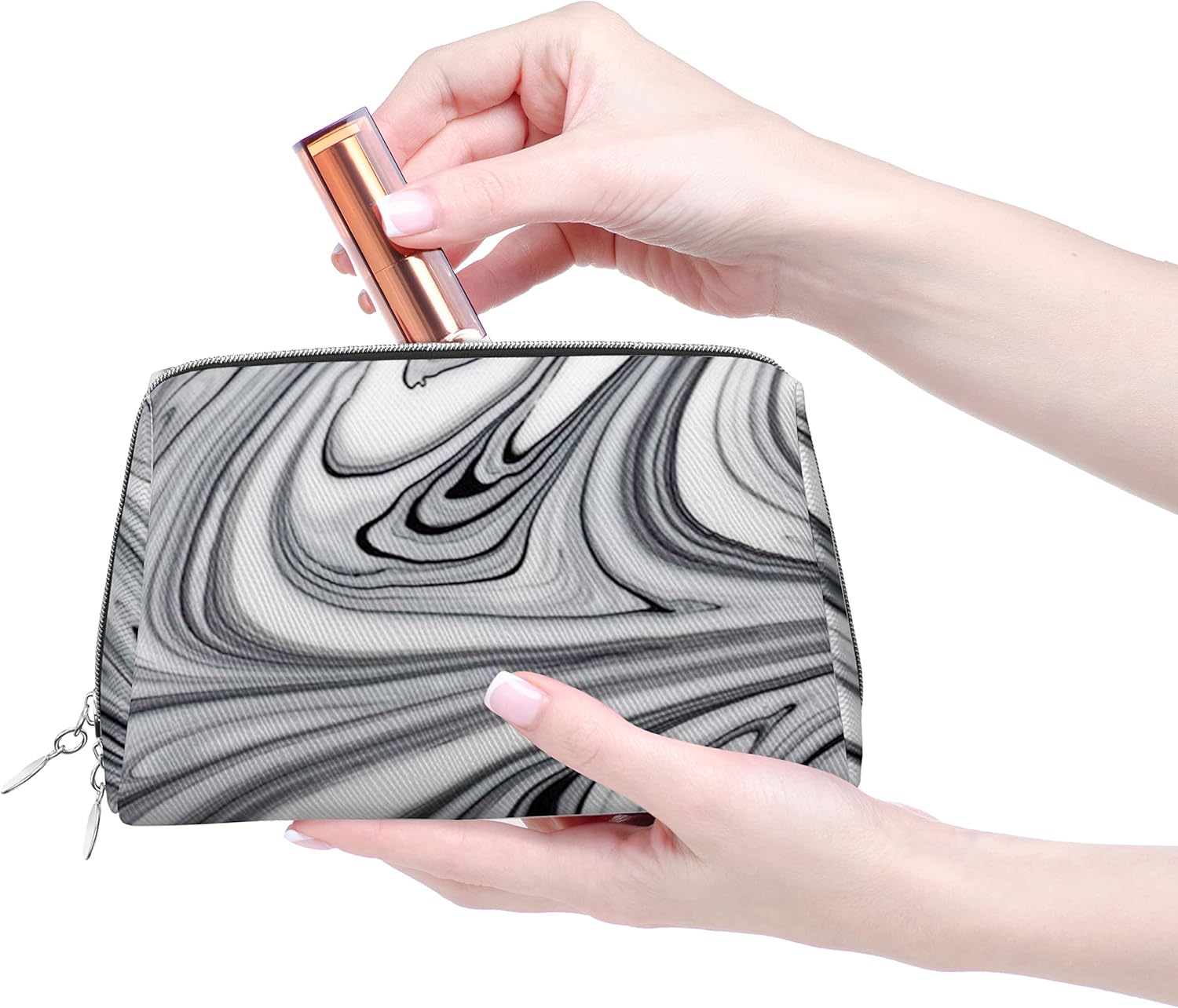 Trousse de maquillage en cuir marbré : l'organisateur élégant pour votre beauté au quotidien – Image 2