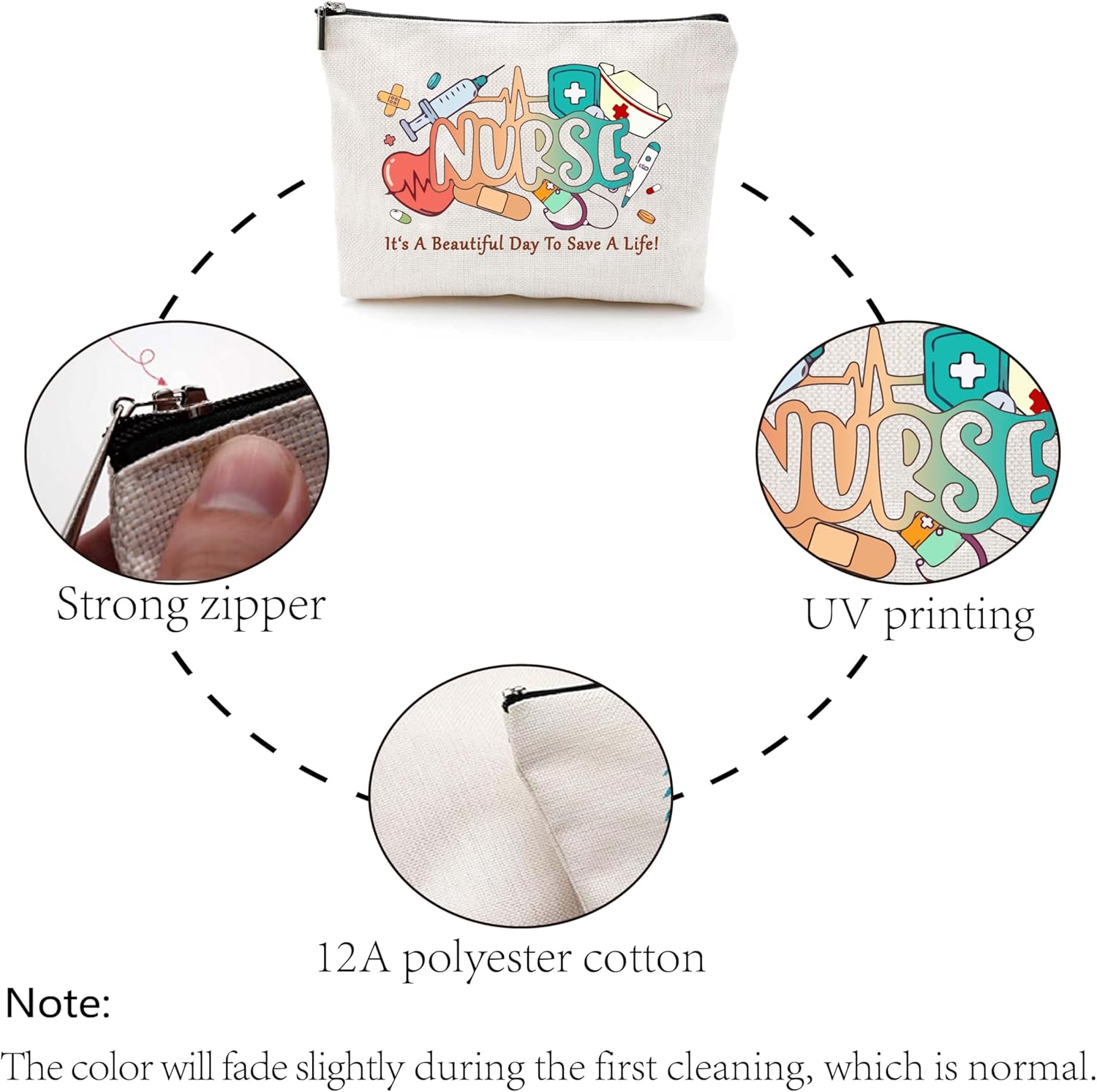 Trousse de maquillage en toile pour infirmières : l’accessoire idéal pour organiser vos cosmétiques et stylos en toute élégance – Image 4