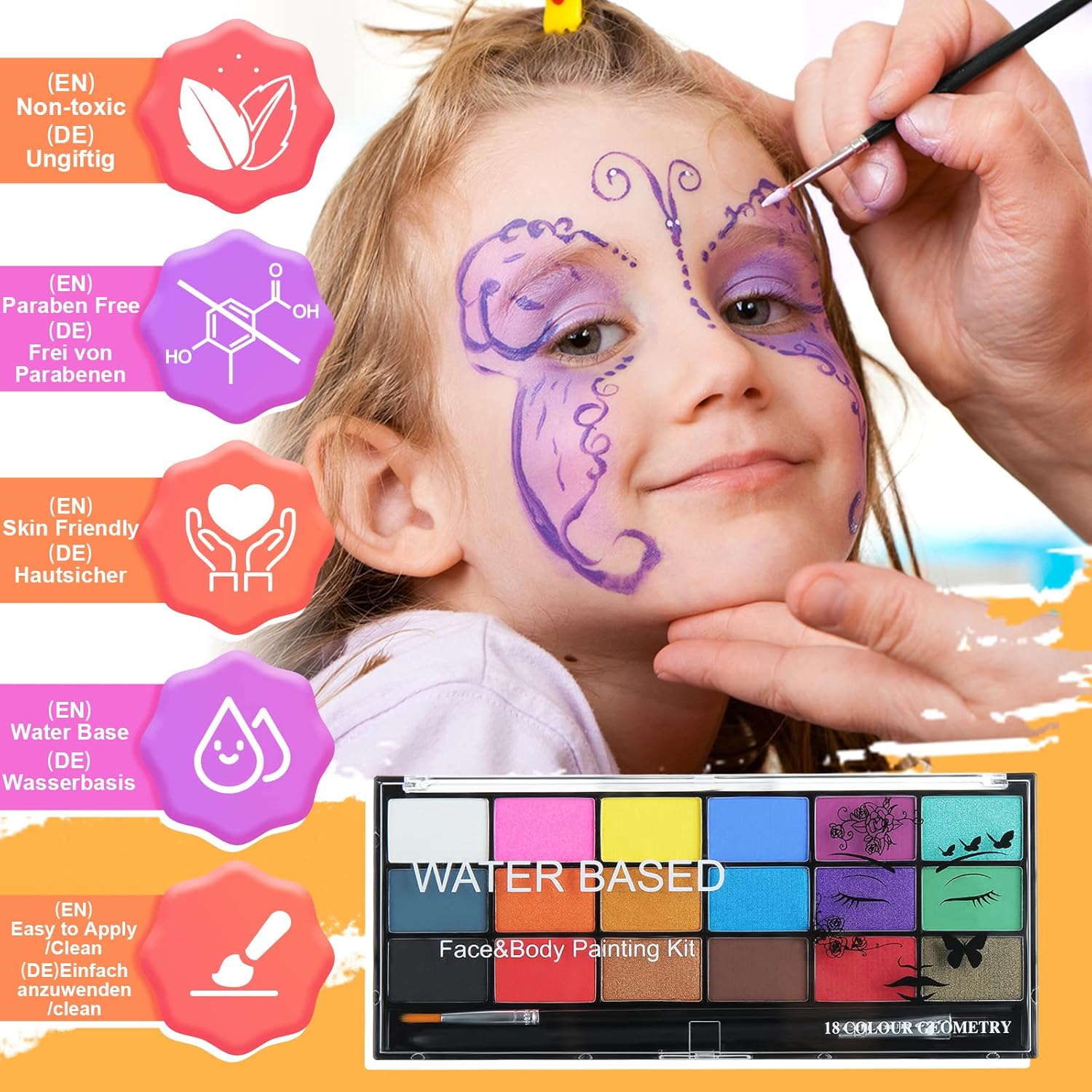 Palette de maquillage enfant : 18 couleurs pour un carnaval, Halloween et plus – Image 4