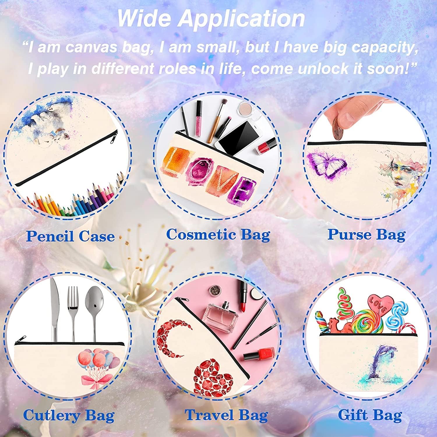 Pochette tissu zippée 30pcs : l’accessoire idéal pour les voyageurs et les étudiants Organisez vos essentiels avec style grâce à nos trousses personnalisables en toile beige – Image 3