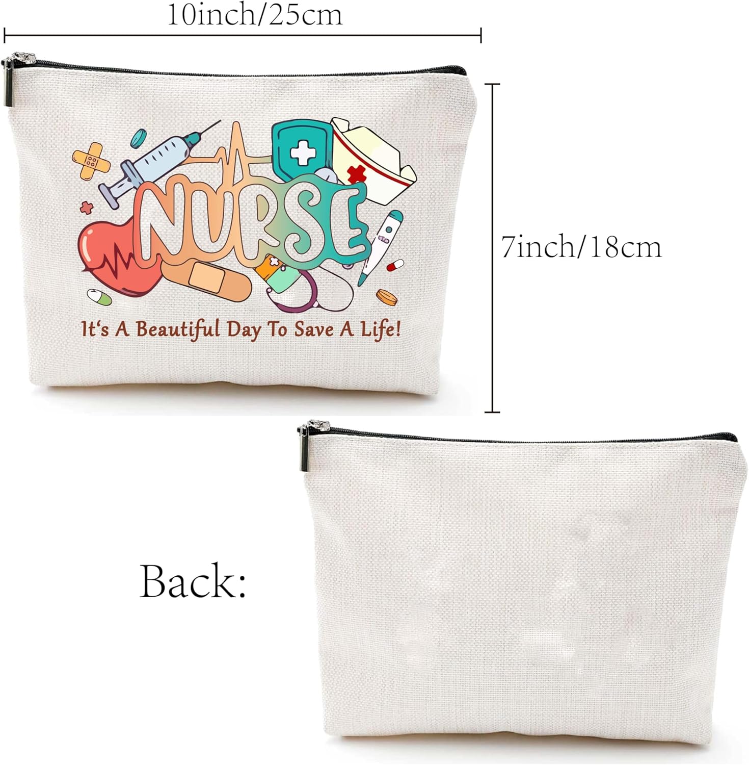 Trousse de maquillage en toile pour infirmières : l’accessoire idéal pour organiser vos cosmétiques et stylos en toute élégance – Image 2