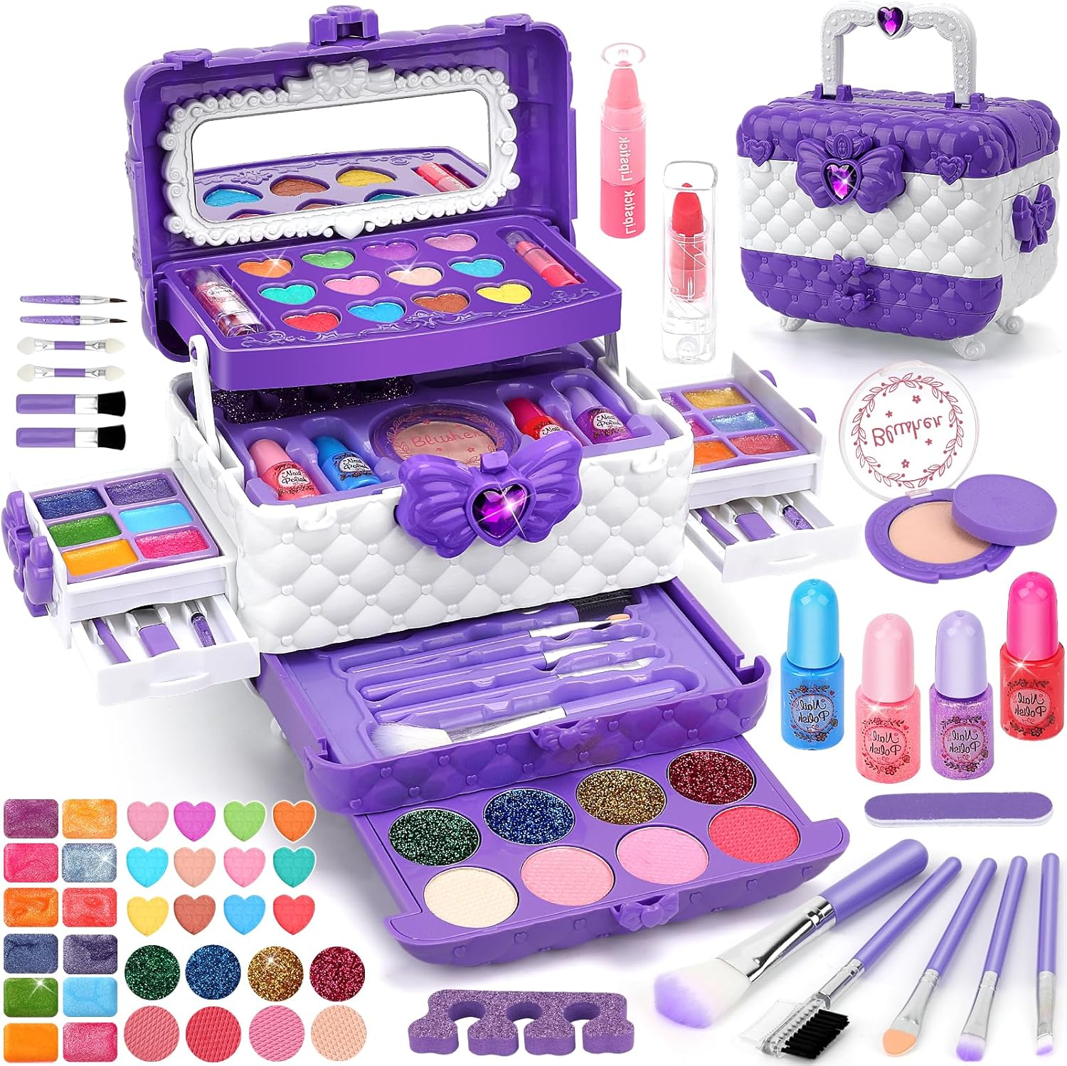 Maquillage enfant : coffret lavable pour filles de 3 à 10 ans, idéal comme cadeau pour Noël ou anniversaire