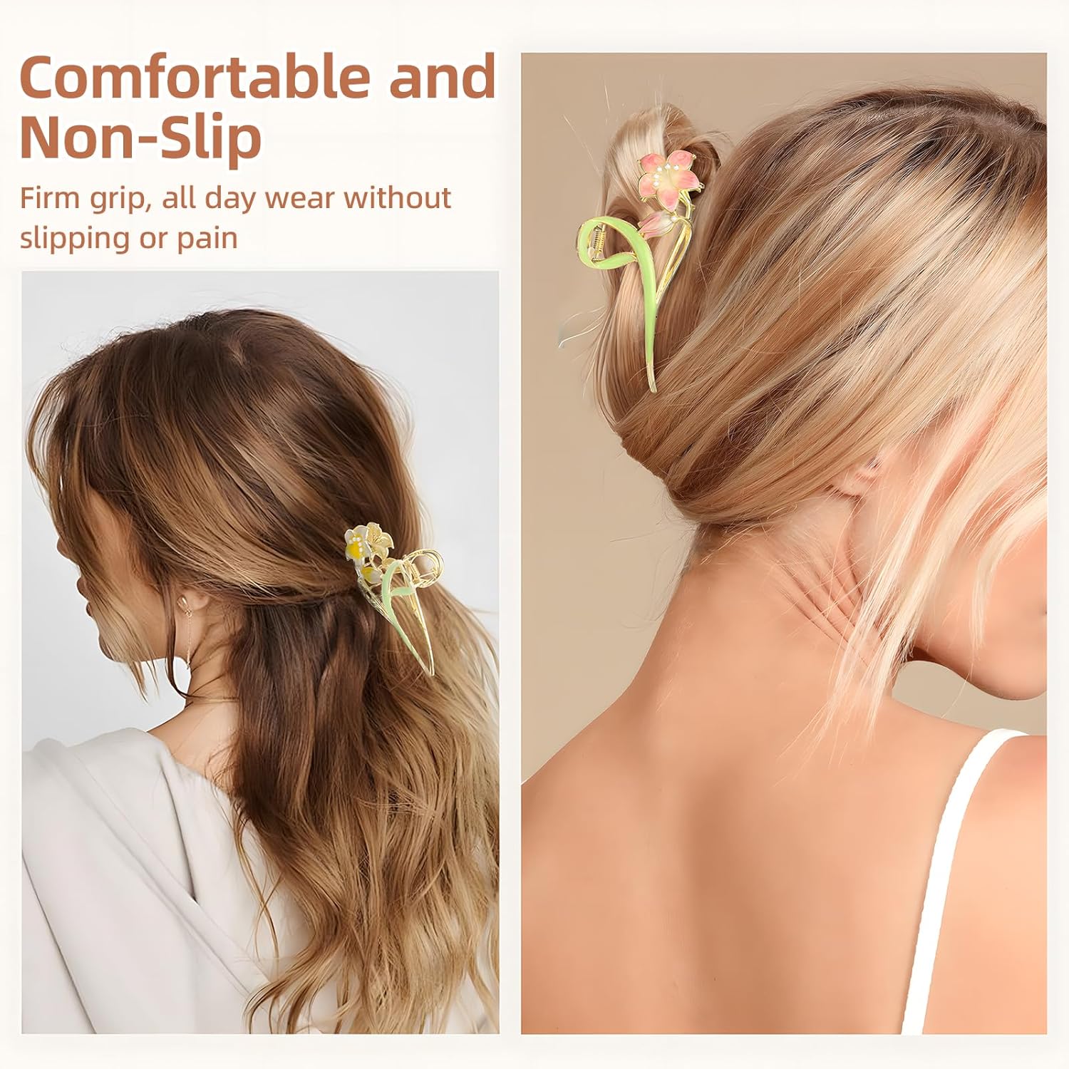 Pince à cheveux antidérapante pour femmes : élégance et maintien optimal avec les 4 pièces Gardenia Lily – Image 5