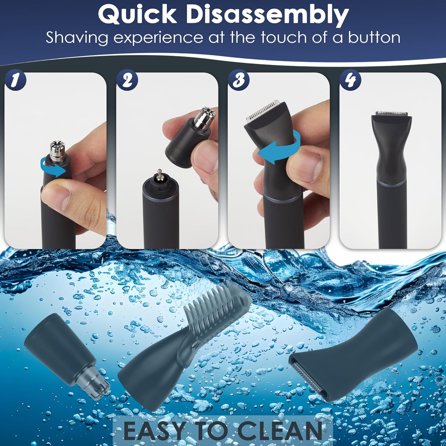 Tondeuse nez et oreilles 3-en-1 : l'outil de précision idéal pour les hommes Éliminez efficacement les poils indésirables et assurez-vous un look soigné grâce à sa recharge USB pratique – Image 6