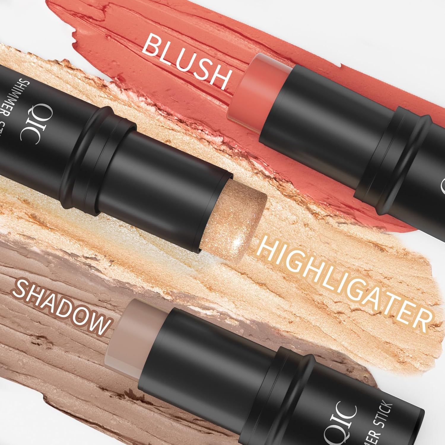 Kit de maquillage en bâton : 3 pièces pour sculpter facilement les joues avec bronzage, contour et blush – Image 2