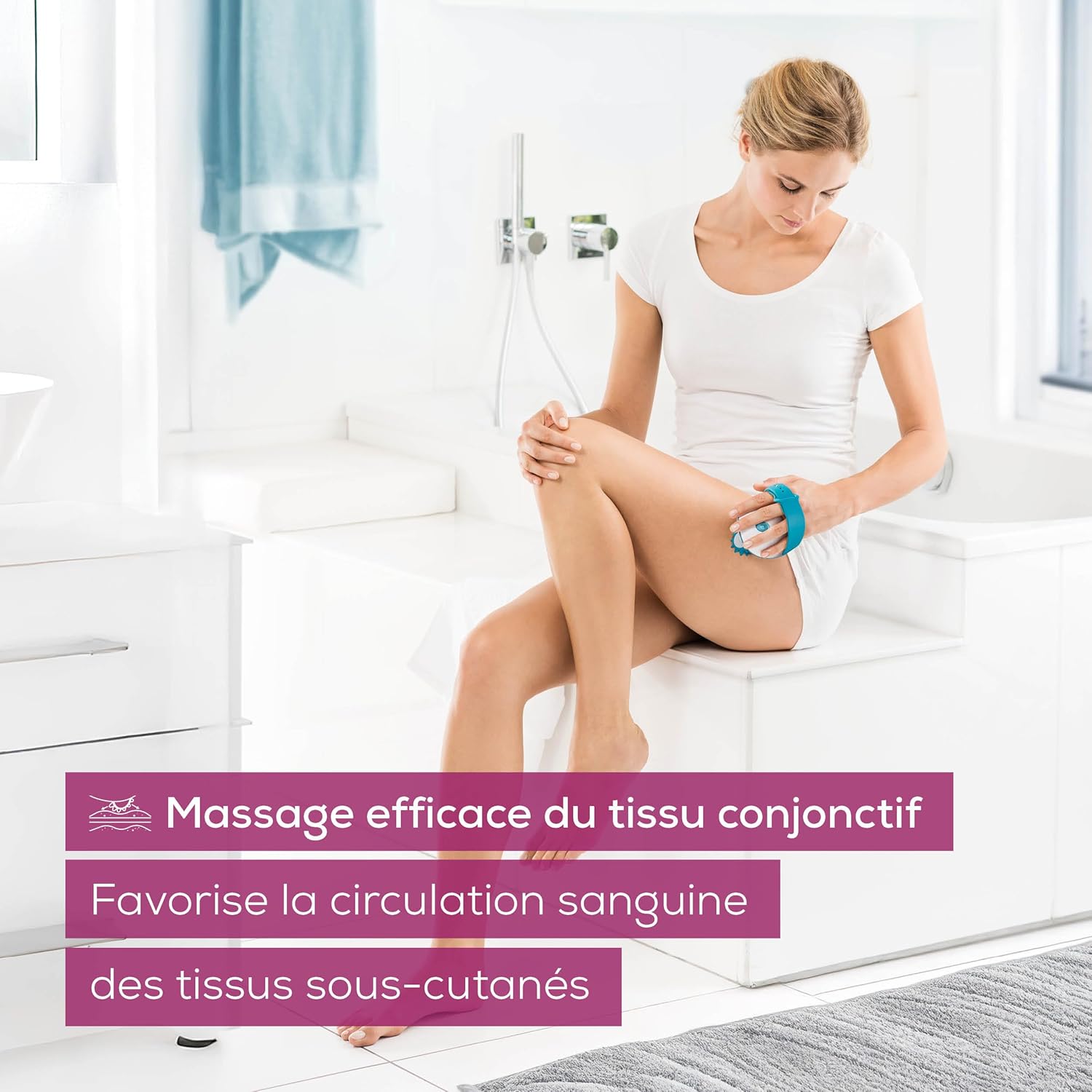 Beurer CM 51 : masseur anti-cellulite pour un corps tonique et ferme Profitez d'un massage efficace des tissus conjonctifs avec ce rouleau électrique à 2 niveaux d'intensité et poignée réglable – Image 2