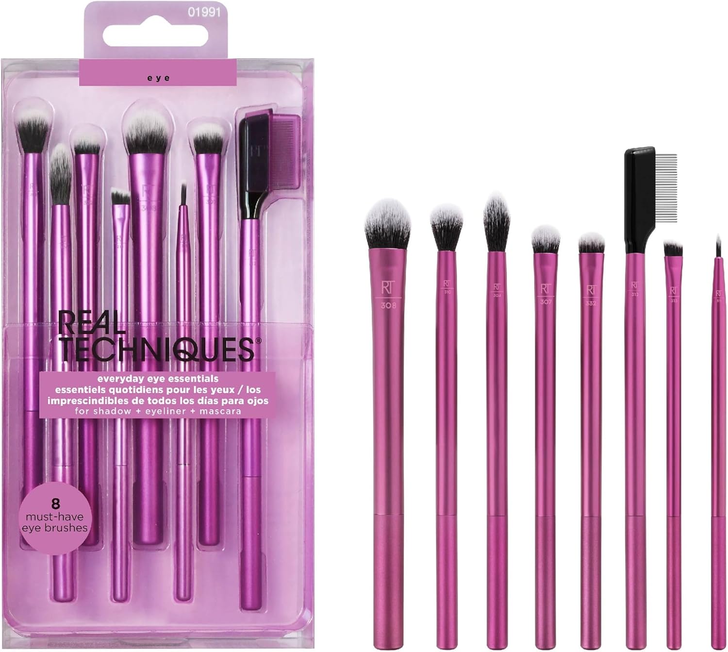 Pinceaux de maquillage Everyday Eye Essentials : l'ensemble parfait pour les passionnés de beauté Découvrez notre ensemble de 8 pinceaux végétaliens, non testés sur les animaux, pour un maquillage des yeux impeccable et naturel.