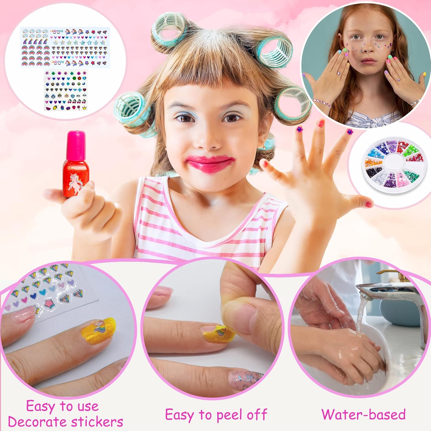 Kit manucure enfant : vernis à ongles non toxique et pelable pour des moments créatifs et amusants Idéal comme cadeau d'anniversaire pour les filles de 6 à 11 ans avec séchoir et trousse de maquillage inclus – Image 4
