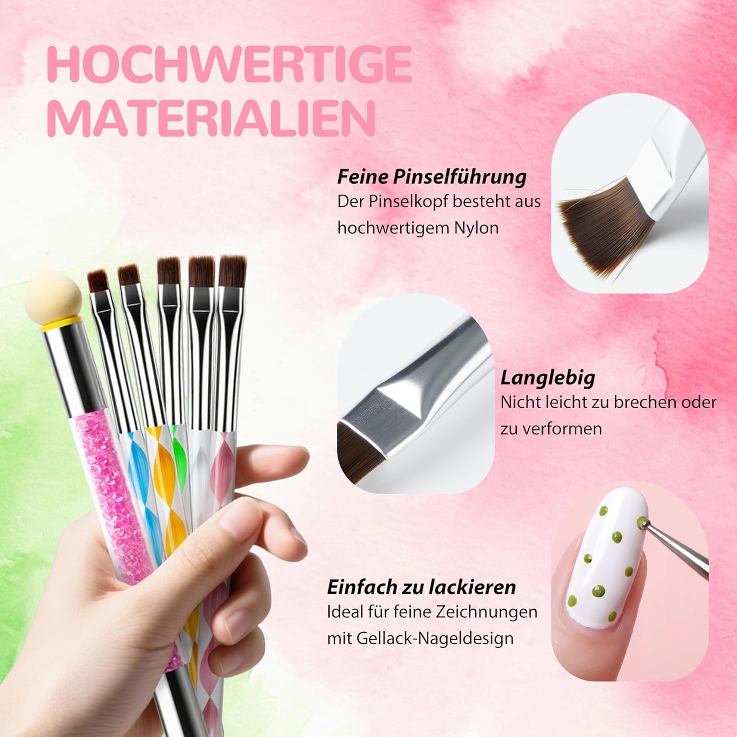 Kit de 6 pinceaux nail art professionnels : l'outil idéal pour les passionnés de manucure créative – Image 9