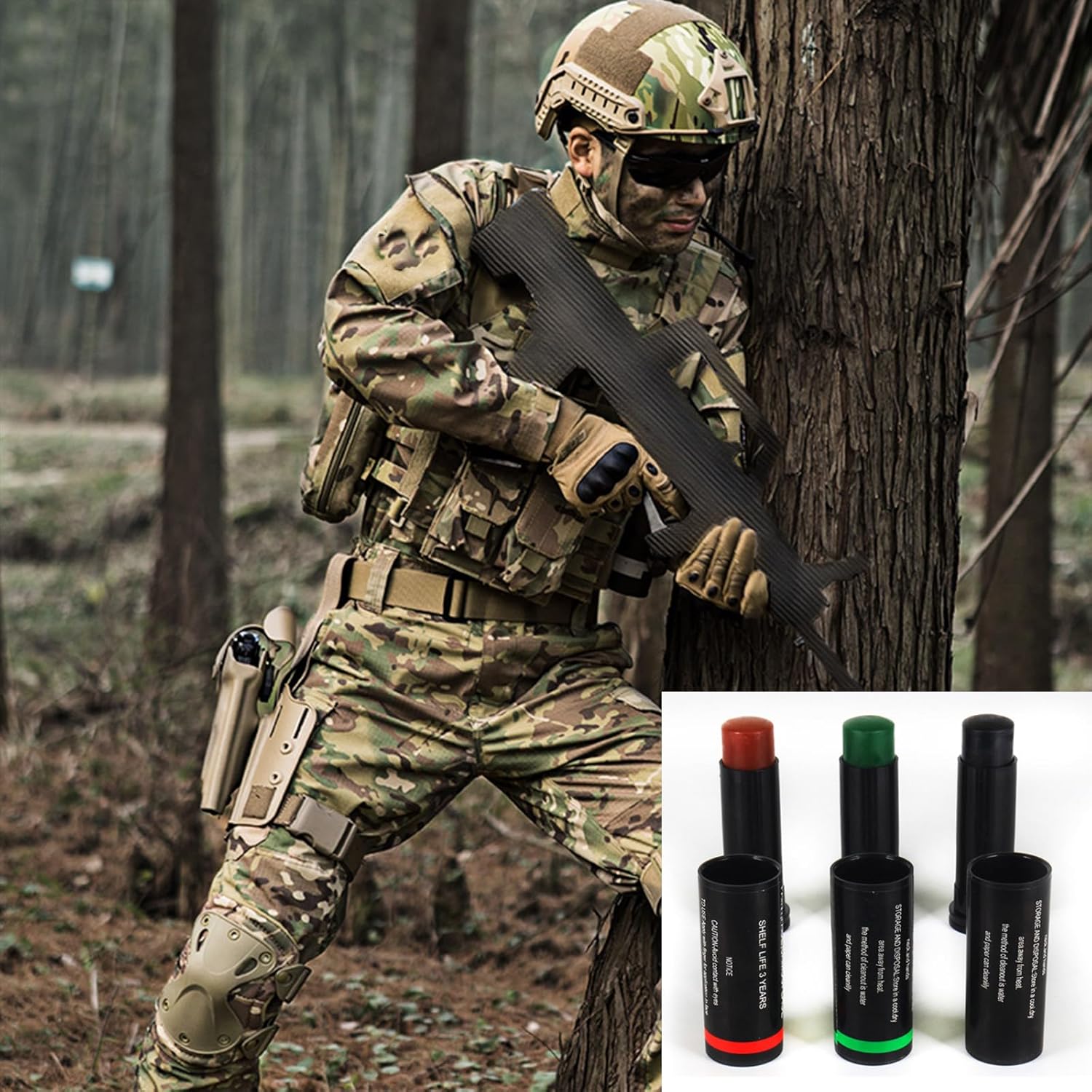 Kit de peinture visage : 3 pièces de camouflage pour les artistes et amateurs de maquillage créatif – Image 6