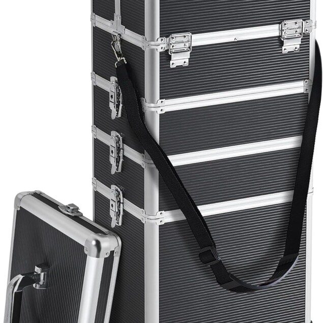 Valise de maquillage 5 en 1 pour professionnels : élégance et sécurité avec compartiments verrouillables