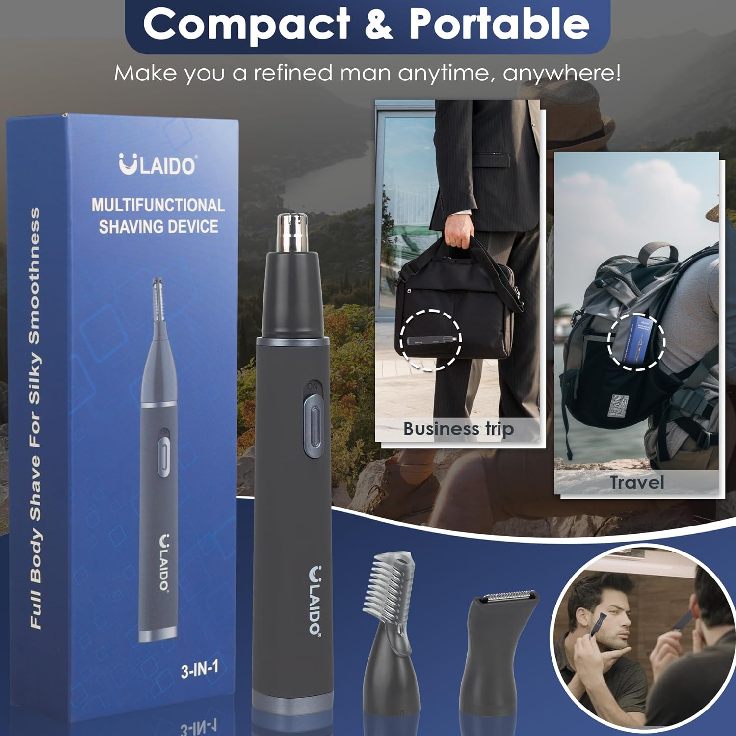 Tondeuse nez et oreilles 3-en-1 : l'outil de précision idéal pour les hommes Éliminez efficacement les poils indésirables et assurez-vous un look soigné grâce à sa recharge USB pratique – Image 7