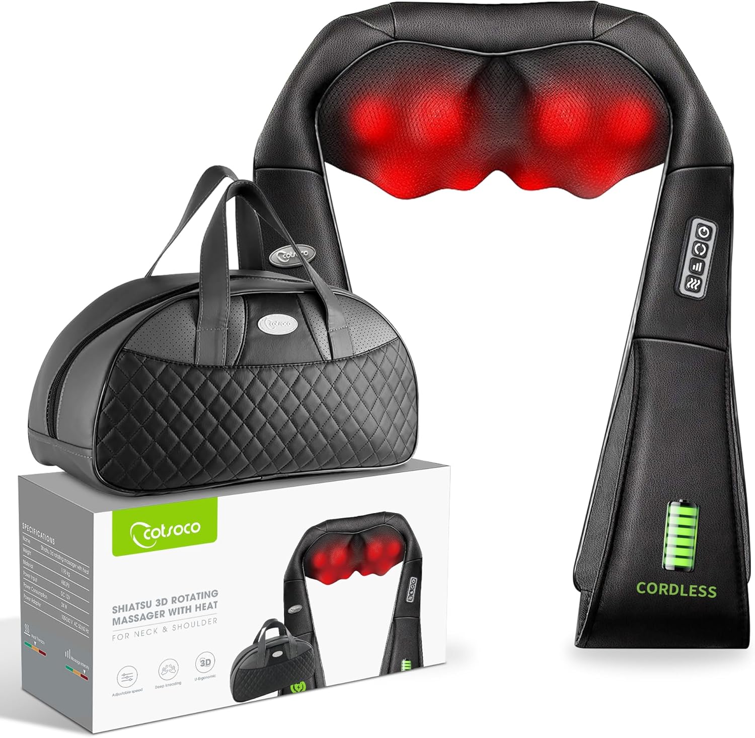 Masseur sans fil pour cou et épaules : soulagez vos douleurs grâce au massage shiatsu portable avec chaleur