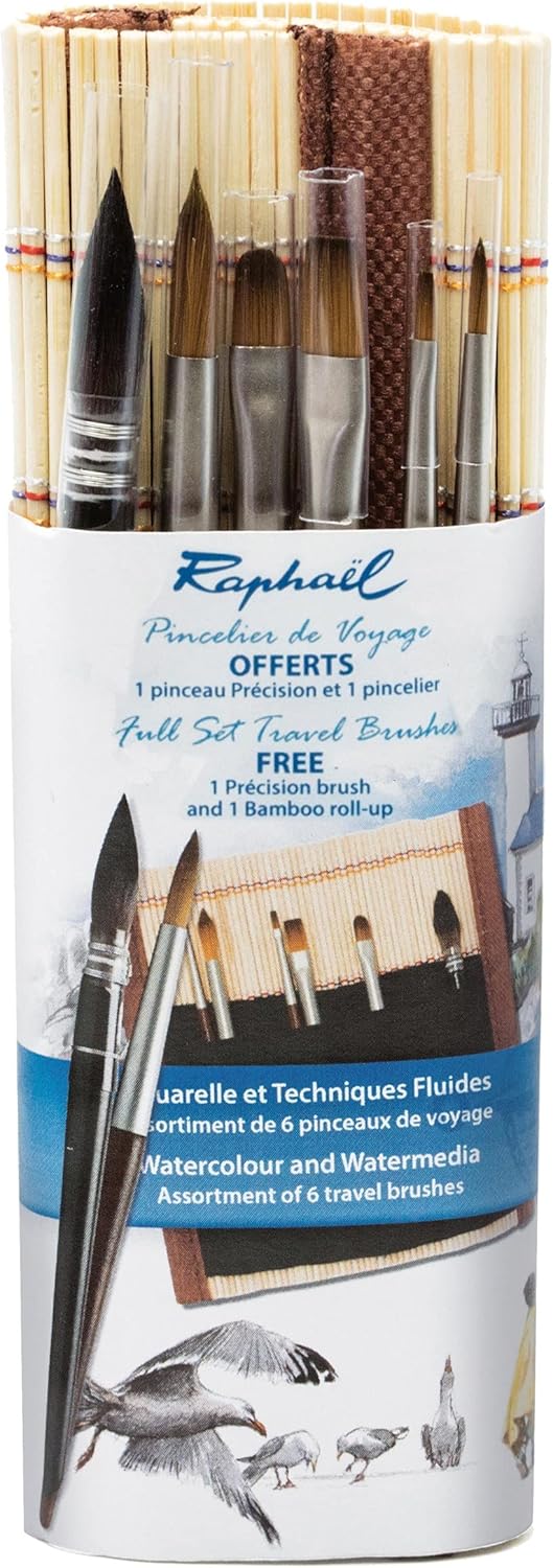Pinceaux aquarelle de voyage : ensemble de 6 pinceaux en bambou pour artistes nomades