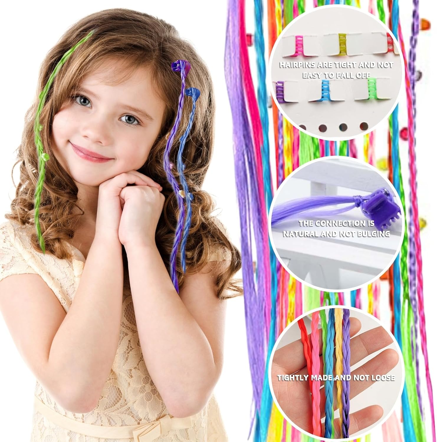 Extensions de cheveux avec clips : le kit idéal pour les filles et enfants, pour des coiffures éclatantes lors des fêtes – Image 4