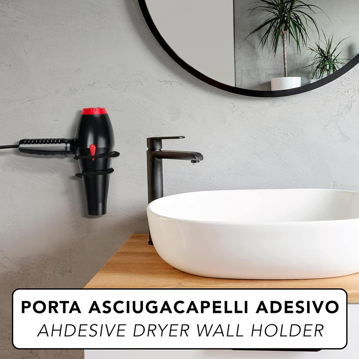 Porte-sèche-cheveux auto-adhésif mural : une solution élégante pour votre salle de bain sans perçage – Image 3