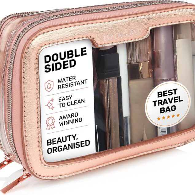 Trousse de toilette de voyage transparente : l'élégance pour les femmes en déplacement Trousse de maquillage pratique avec 2 compartiments pour une beauté toujours au top