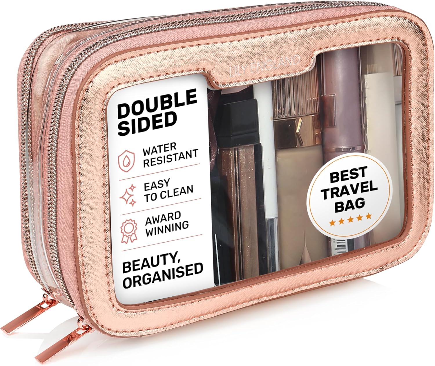 Trousse de toilette de voyage transparente : l'élégance pour les femmes en déplacement Trousse de maquillage pratique avec 2 compartiments pour une beauté toujours au top