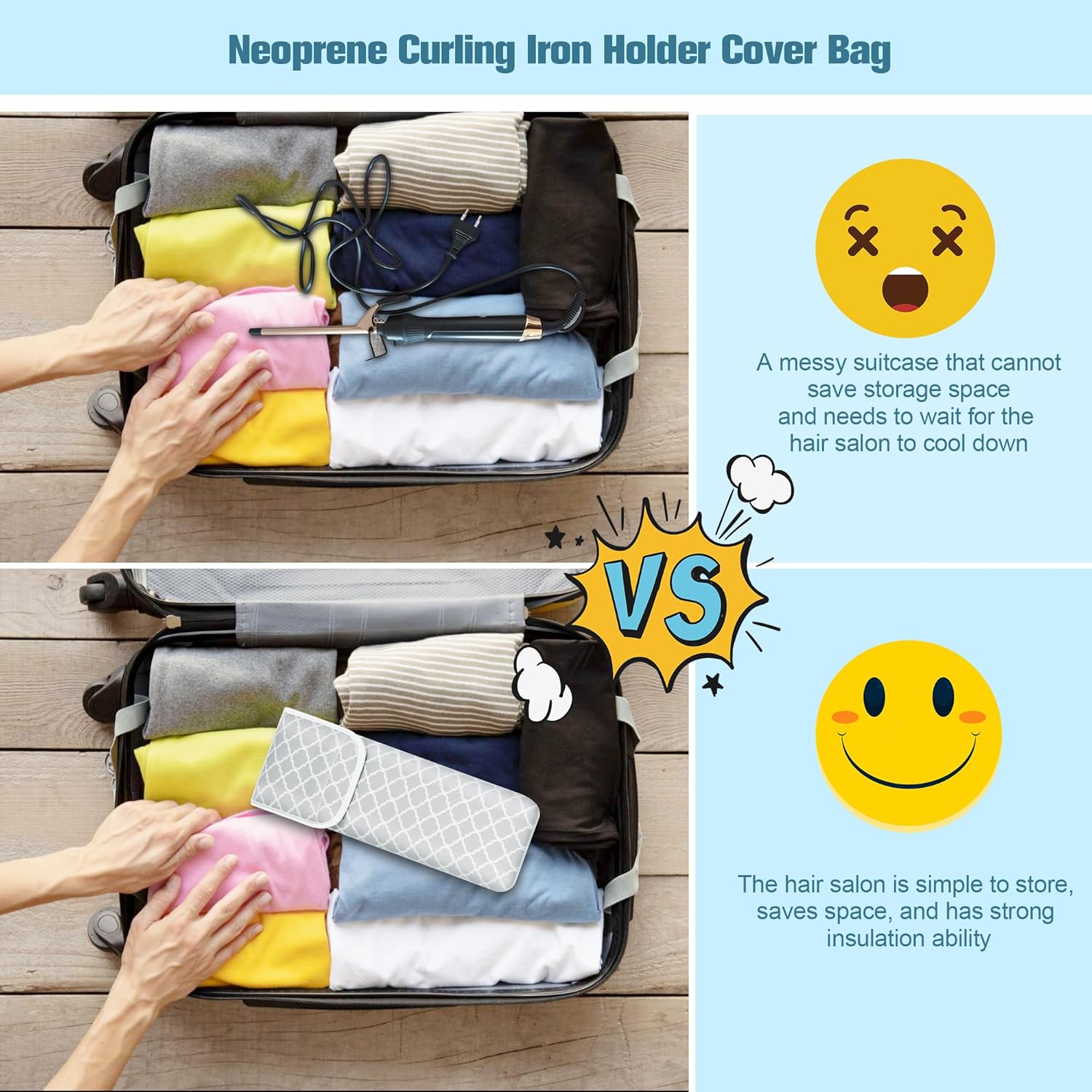 Sac de rangement résistant à la chaleur : housse de voyage élégante pour fer à lisser et fer à friser, idéale pour les adeptes de mode – Image 3