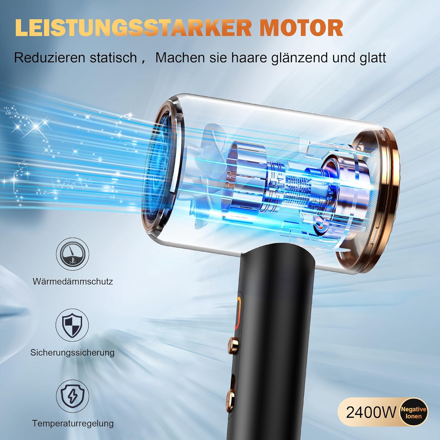 Sèche-cheveux professionnel ionique 2400 W : l'allié parfait pour des coiffures éclatantes et sans frisottis – Image 2